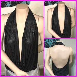 Arden B. Black shimmer halter top